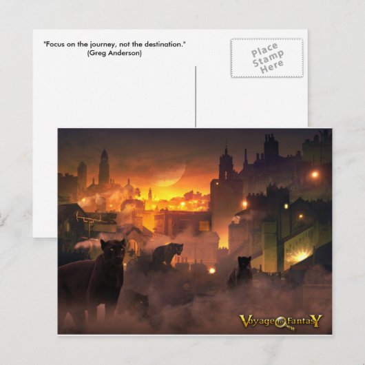 Briefkaart Voyage naar Fantasy - Oriental Felines (Voorkant / Achterkant)