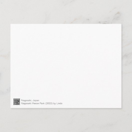 Briefkaart vredespark Nagasaki (Achterkant)