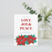 BRIEFKAART VREEMDE kerstfeestdag, JOY & PEACE (Staand voorkant)