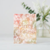 Briefkaart Vrolijk Kerstroze bokeh sprankelende li (Staand voorkant)