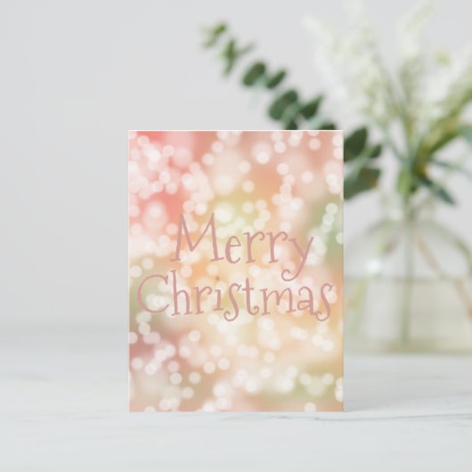 Briefkaart Vrolijk Kerstroze bokeh sprankelende li (Staand voorkant)