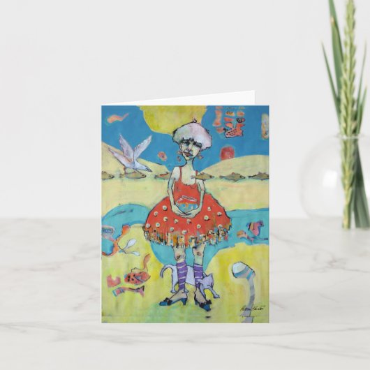 briefkaart "Vrouw met Gouden Vis (Voorkant)