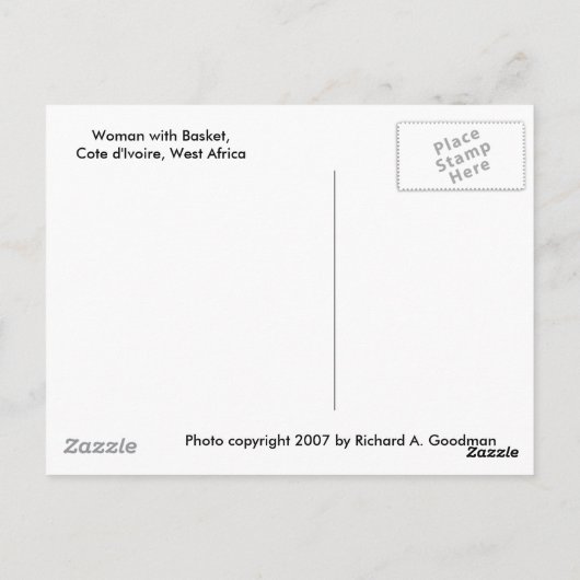 Briefkaart, "Vrouw met mandje" # 1202 Briefkaart (Achterkant)