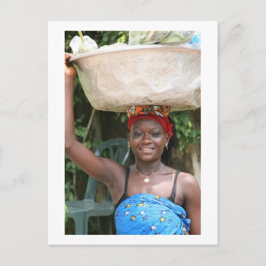 Briefkaart, "Vrouw met mandje" # 1202 Briefkaart (Voorkant)