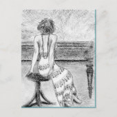 Briefkaart vrouw op een piano (Voorkant)