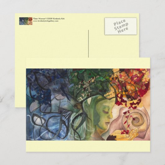 Briefkaart: "Vrouw van het hert" Briefkaart (Voorkant / Achterkant)