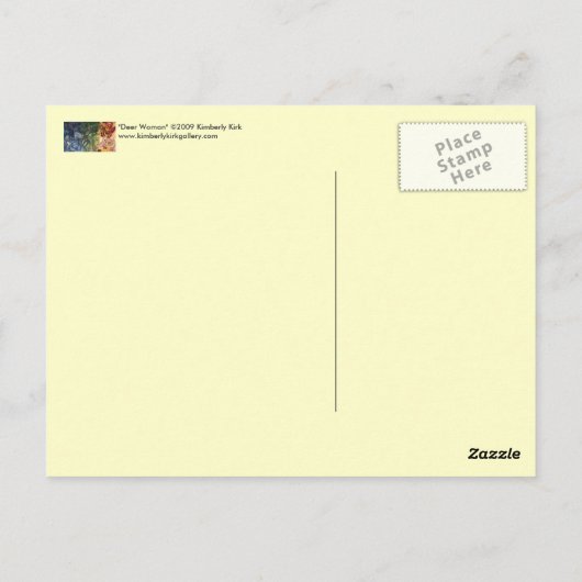 Briefkaart: "Vrouw van het hert" Briefkaart (Achterkant)