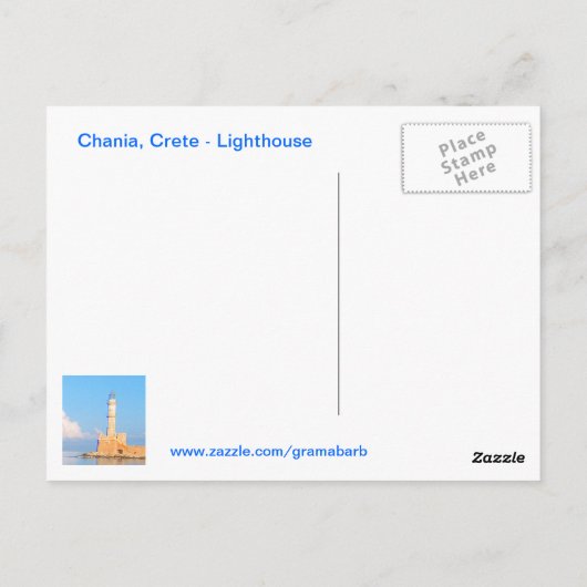 Briefkaart vuurtoren van Chania (Achterkant)