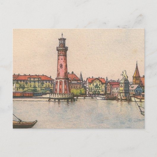 Briefkaart - vuurtoren van Lindau (Voorkant)