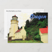 Briefkaart vuurtoren van Oregon (Voorkant / Achterkant)