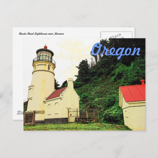 Briefkaart vuurtoren van Oregon (Voorkant / Achterkant)