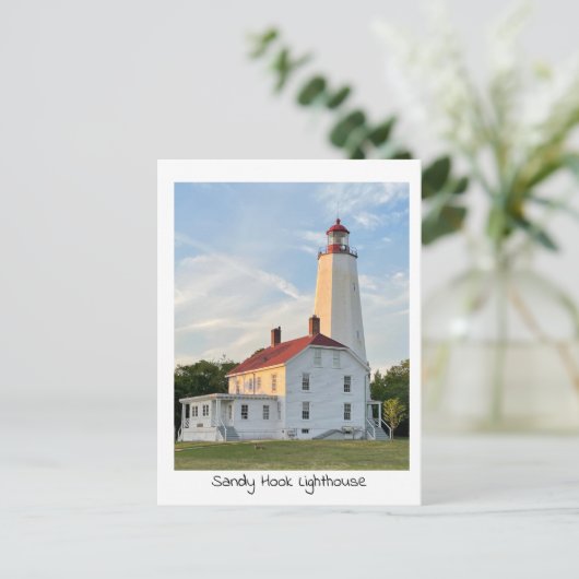 Briefkaart vuurtoren van Sandy Hook (Staand voorkant)
