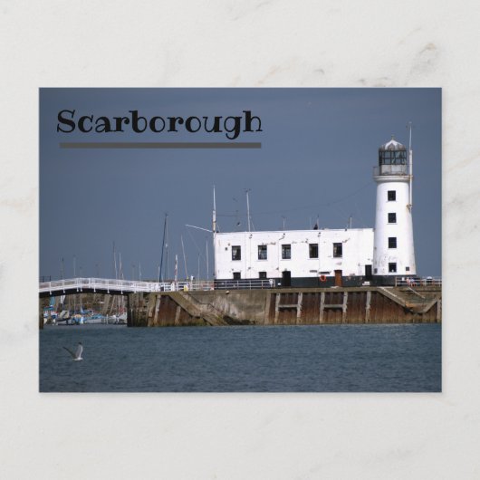 Briefkaart vuurtoren van Scarborough (Voorkant)