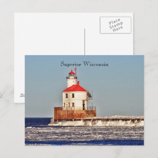 Briefkaart vuurtoren van Wisconsin (Voorkant / Achterkant)