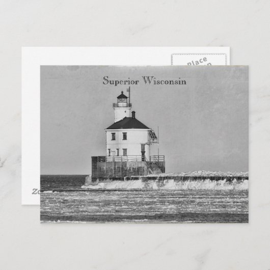 Briefkaart  vuurtoren van Wisconsin (Voorkant / Achterkant)