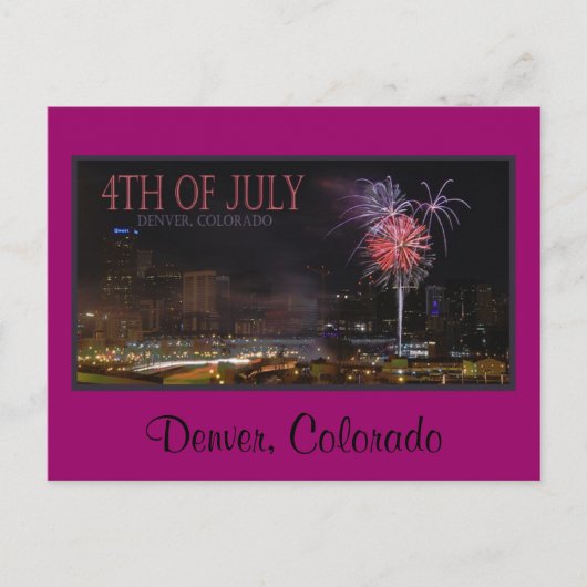 briefkaart vuurwerk, Denver, Colorado (Voorkant)