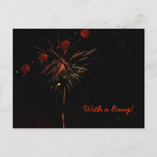Briefkaart - Vuurwerk en lampjes