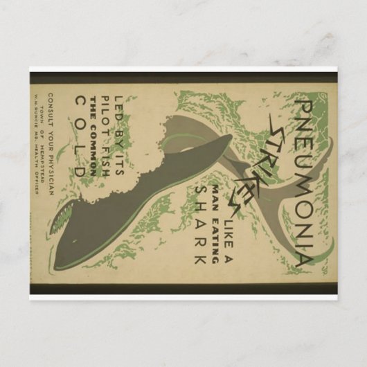 Briefkaart waarschuwing voor longontsteking (Voorkant)