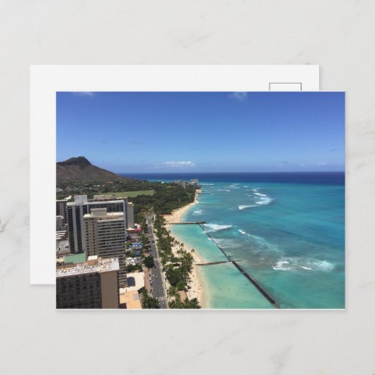 Briefkaart Waikiki van Hawaï (Voorkant / Achterkant)