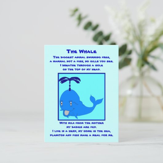 Briefkaart walvisgedicht (Staand voorkant)