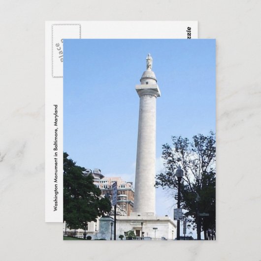 Briefkaart Washington Monument Baltimore (Voorkant / Achterkant)