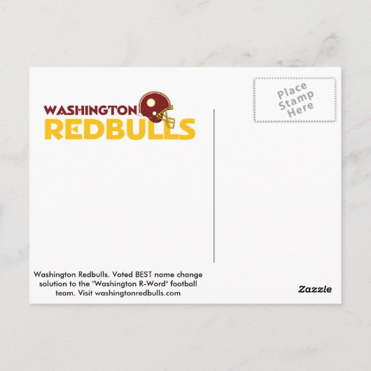 Briefkaart Washington Redbulls (Achterkant)