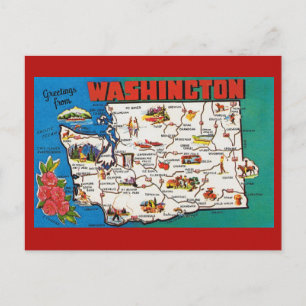 Briefkaart Washington State Map