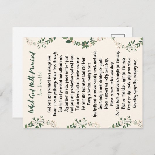 Briefkaart Wat God Hath beloofde (Voorkant / Achterkant)