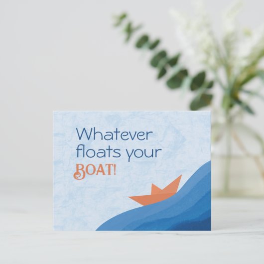 Briefkaart Wat uw boot drijft (Staand voorkant)