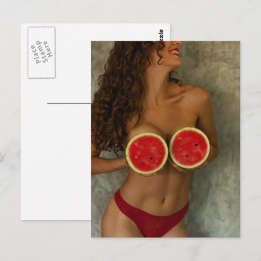 Briefkaart Watermelon Summer Bikini (Voorkant / Achterkant)