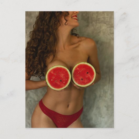 Briefkaart Watermelon Summer Bikini (Voorkant)