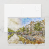 briefkaart waterverf Amsterdam, Nederland (Voorkant / Achterkant)