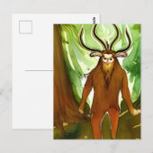 Briefkaart Waterverf Cernunnos (Voorkant / Achterkant)