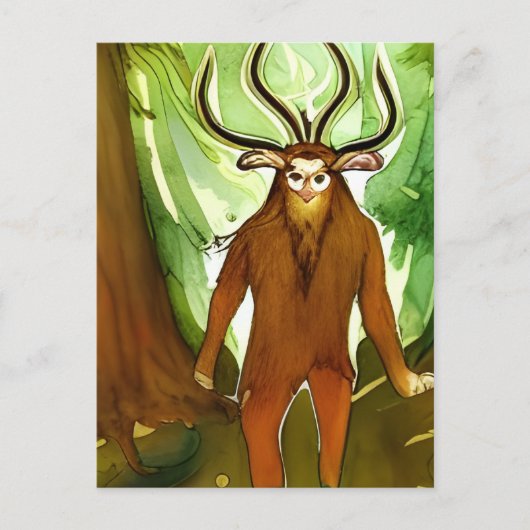 Briefkaart Waterverf Cernunnos (Voorkant)