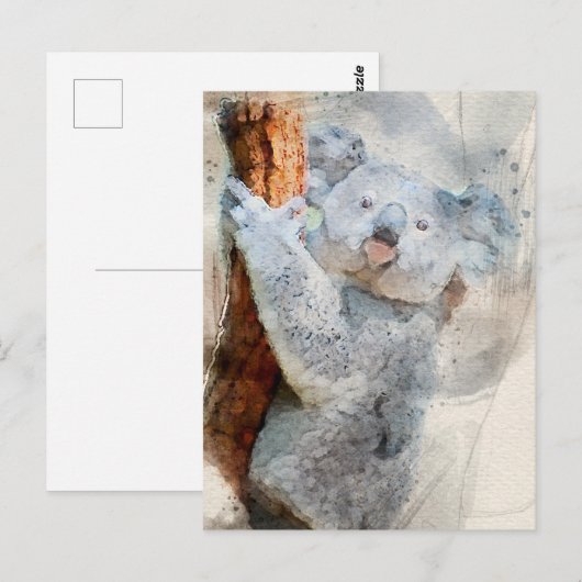 Briefkaart Waterverf Koala 2022 (Voorkant / Achterkant)