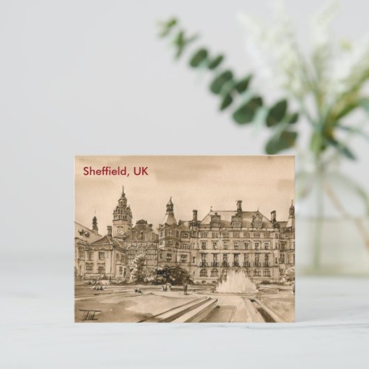 Briefkaart - Waterverf - Sheffield, Verenigd Konin (Staand voorkant)