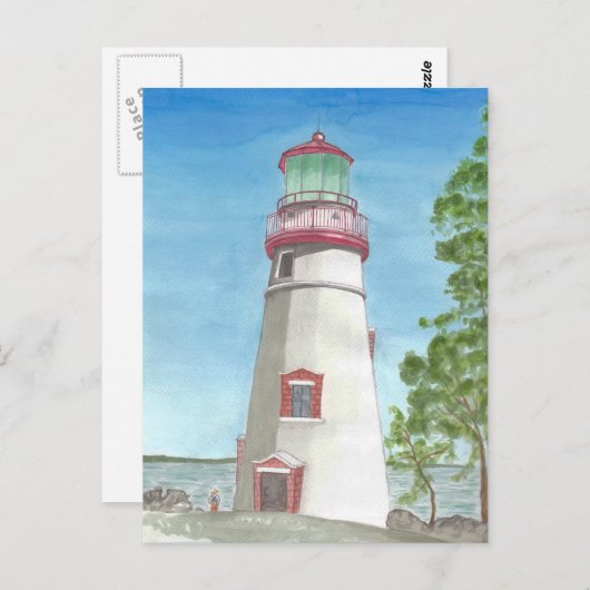 Briefkaart Waterverf vuurtoren (Voorkant / Achterkant)