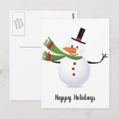 Briefkaart Waving Carrot Nose Snowman (Voorkant / Achterkant)