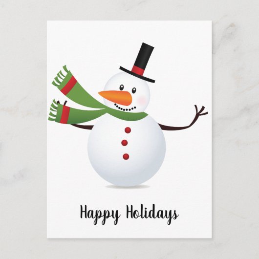 Briefkaart Waving Carrot Nose Snowman (Voorkant)