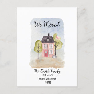 briefkaart "We hebben ons verplaatst"