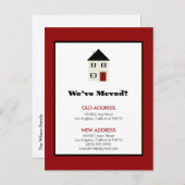 BRIEFKAART: We zijn verhuisd! Klassiek huis (rood) Aankondigingskaart (Voorkant / Achterkant)