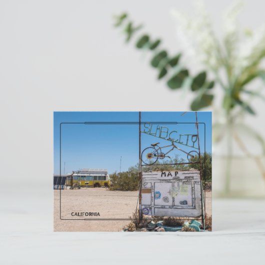 Briefkaart welkomstbord Slab City (Staand voorkant)