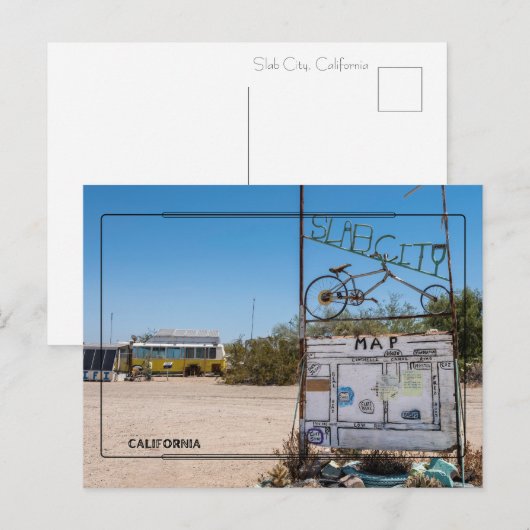 Briefkaart welkomstbord Slab City (Voorkant / Achterkant)