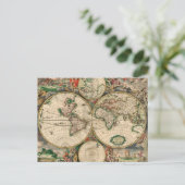 Briefkaart  Wereldkaart 1689 (Staand voorkant)