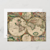 Briefkaart  Wereldkaart 1689 (Voorkant / Achterkant)