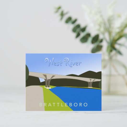 Briefkaart West River Brattleboro (Staand voorkant)