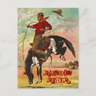 BRIEFKAART WESTERNE BRONKHORSE EN RAINBOW RIDER