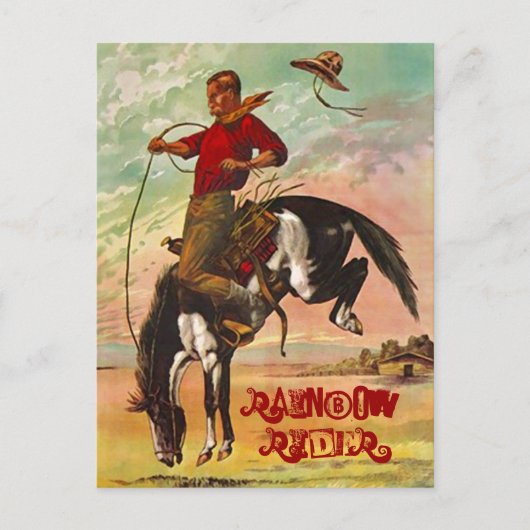 BRIEFKAART WESTERNE BRONKHORSE EN RAINBOW RIDER (Voorkant)