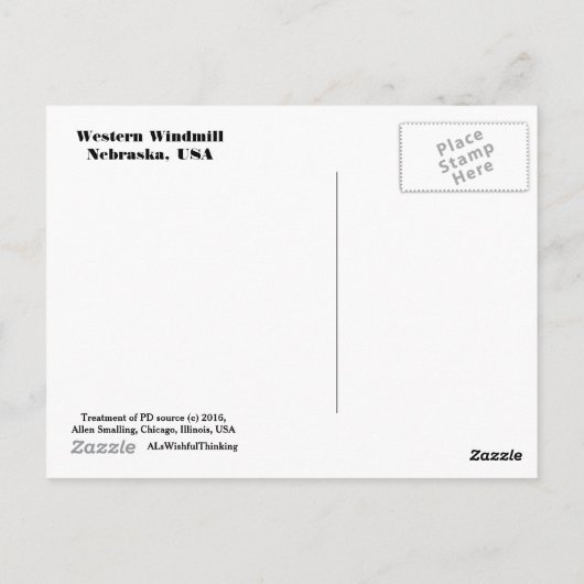 Briefkaart - Westerne windmolen (overdag) (Achterkant)