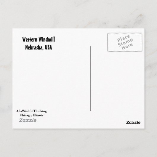 Briefkaart - Westerne windmolen (overdag) (Achterkant)